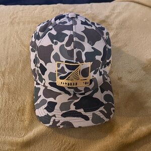 Gray Camouflage Adjustable Baseball Cap with Gold Embroidered Logo
